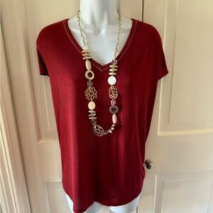White House Black Market Deep Red Knit Top